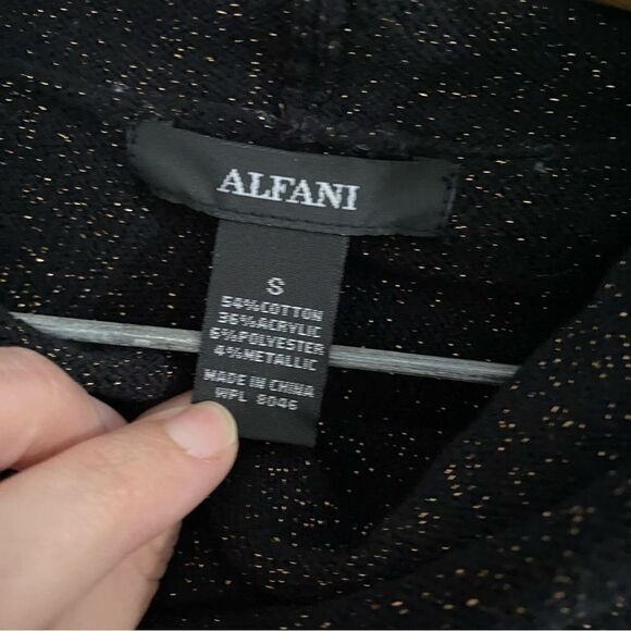 Alfani Womens Metallic Asymmetric Pullover Cowl Neck Sweater Black S - Picture 2 of 3